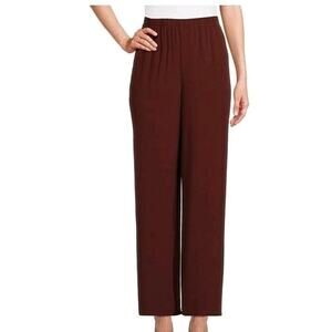 Eileen Fisher Size Plus 3X Burg Red Silk Georgette Crepe Straight Ankle Pants
